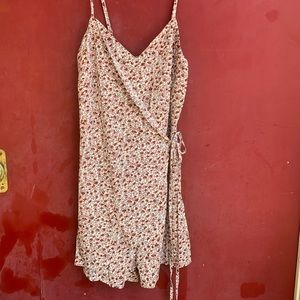 Floral wrap skort romper